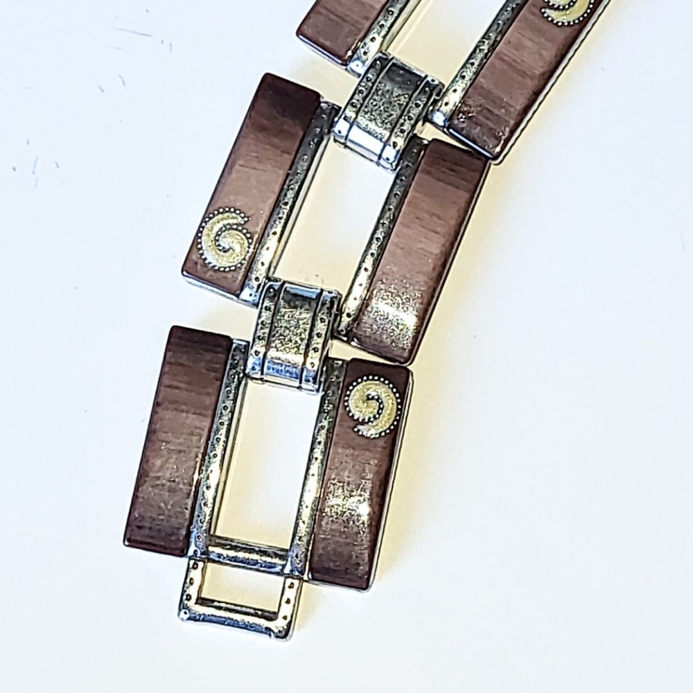 BRIGHTON MILANO BROWN & CREAM LINK BRACELET - Picture 3 of 9